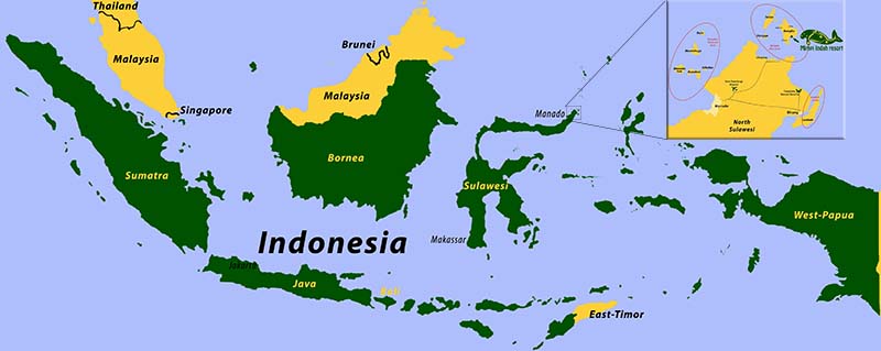 Map of Indonesia showing Mimpi Indah resort